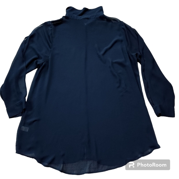 Torrid Navy Cold Shoulder Chiffon Tunic Top Plus Size 1 - Picture 5 of 11